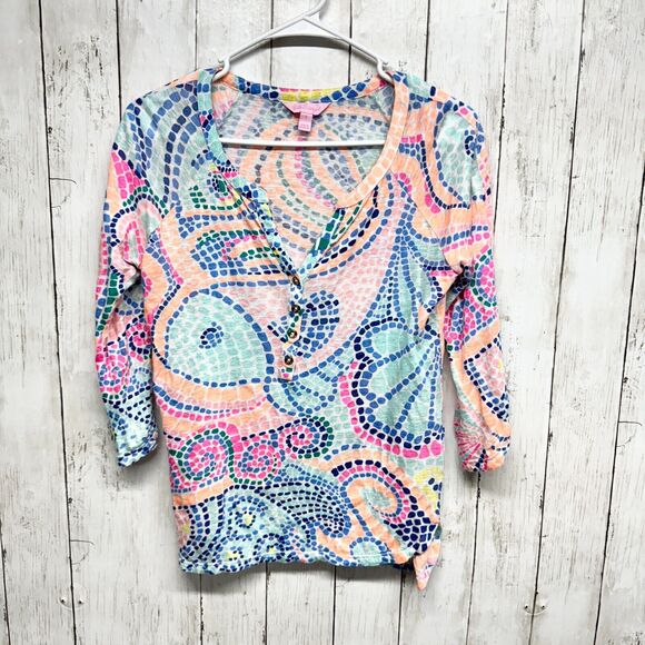 LILLY PULITZER Women's Size Small 100% Linen Tropical Pink Floral Long Sleeve - Picture 1 of 5